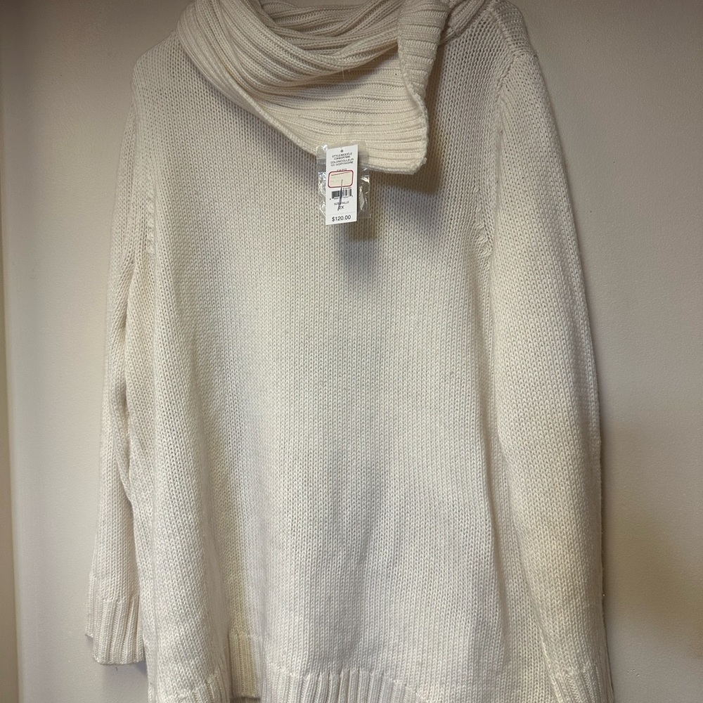 Lord & Taylor‎ Cream Cowl Neck Sweater